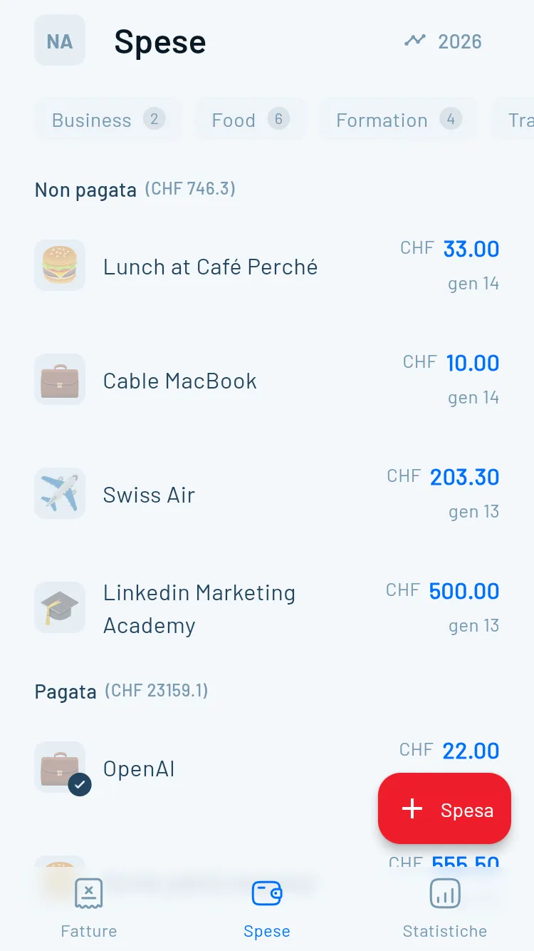 Scansione AI delle spese su mobile